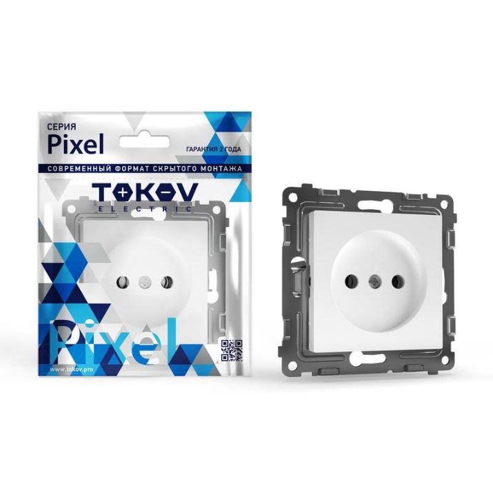 Изображение Розетка 1-м СП Pixel 16А IP20 без заземл. механизм бел. TOKOV ELECTRIC TKE-PX-R1-C01