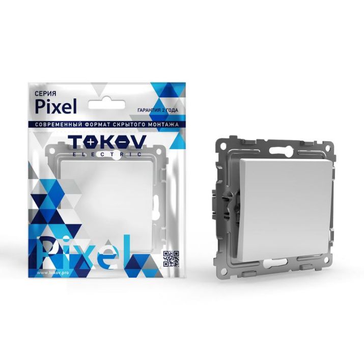 Изображение Переключатель проходной 1-кл. СП Pixel 10А IP20 механизм бел. TOKOV ELECTRIC TKE-PX-P1-C01