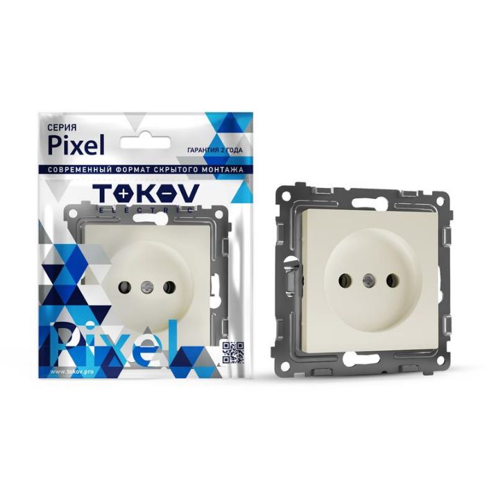 Изображение Розетка 1-м СП Pixel 16А IP20 без заземл. механизм беж. TOKOV ELECTRIC TKE-PX-R1-C02