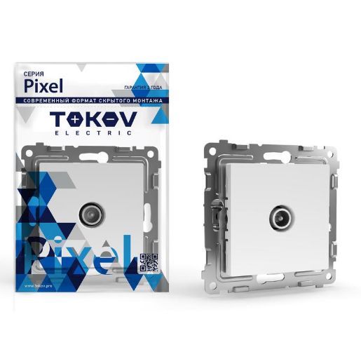 Изображение Розетка TV оконечная СП Pixel 1DB механизм бел. TOKOV ELECTRIC TKE-PX-A1O-C01