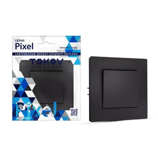 Изображение Выключатель 1-кл. СП Pixel 10А IP20 в сборе карбон TOKOV ELECTRIC TKE-PX-V1F-C14