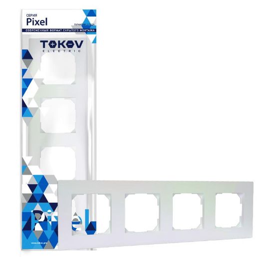 Изображение Рамка 4-м Pixel универс. перламутр. TOKOV ELECTRIC TKE-PX-RM4-C04