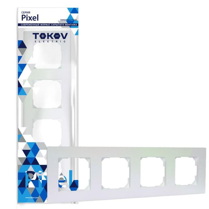 Изображение Рамка 4-м Pixel универс. перламутр. TOKOV ELECTRIC TKE-PX-RM4-C04