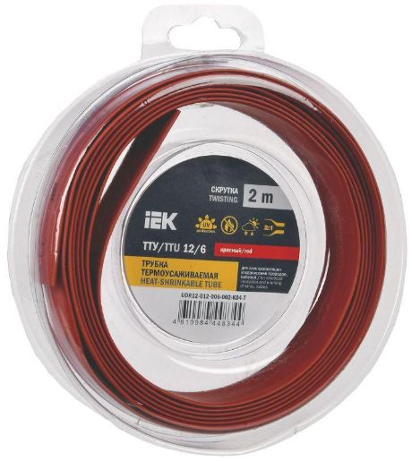 Изображение Трубка термоусадочная ТТУ нг-LS 12/6 красн. (уп.2м) IEK UDR12-012-006-002-K04-T