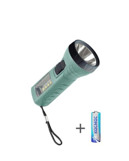 Изображение Фонарь ручной 0.5Вт LED+4SMD(1Вт) 1xAA (R6) корпус ABS-пластик ремешок ручной КОСМОС KOC123B