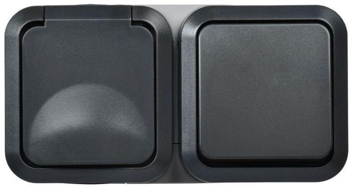Изображение Блок ОП розетка + выключ. горизонт. TORS 16А IP55 TS142 графит IEK TS-G10-6-55-V-K53