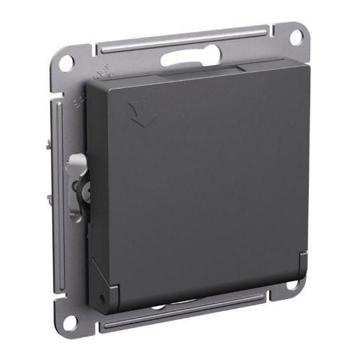 Изображение Розетка AtlasDesign 16А IP20 с заземл. защ. шторки с крышкой механизм базальт SE ATN001446