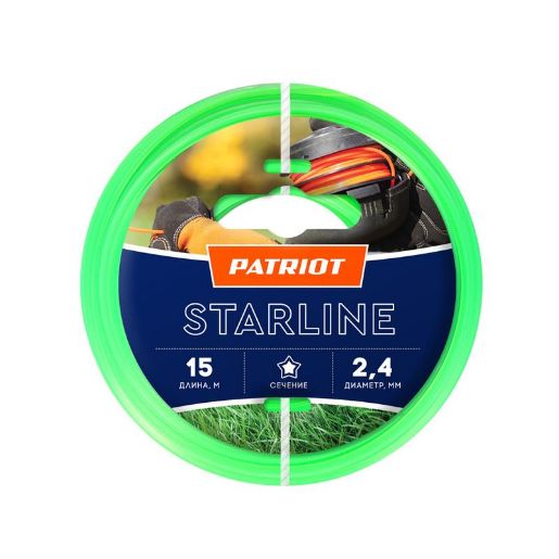 Изображение Леска Starline D2.4мм L15м 240-15-3 на пластиковой обойме блистерн. тип звезда зел. PATRIOT 805201061