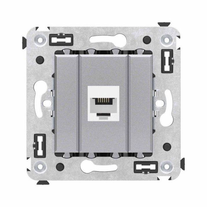 Изображение Розетка телефонная 1-м СП Avanti "Закаленная сталь" RJ12 без шторок механизм DKC 4404613