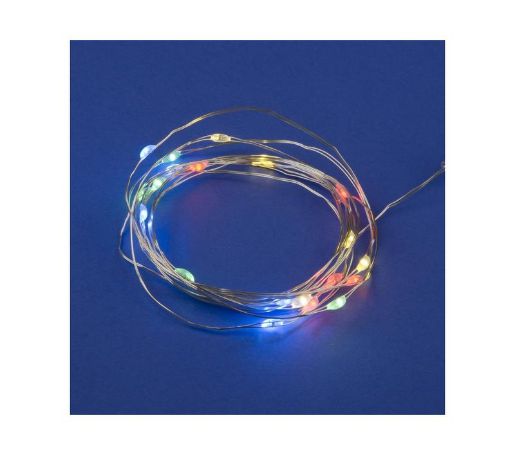 Изображение Гирлянда LED на батарейках ULD-S0200-020/DTB/3AA/RC RGB IP20 DEW 3AA (не в/к) "Роса" 2м 20 диодов RGB свет пульт ДУ (в/к) Uniel UL-00007247