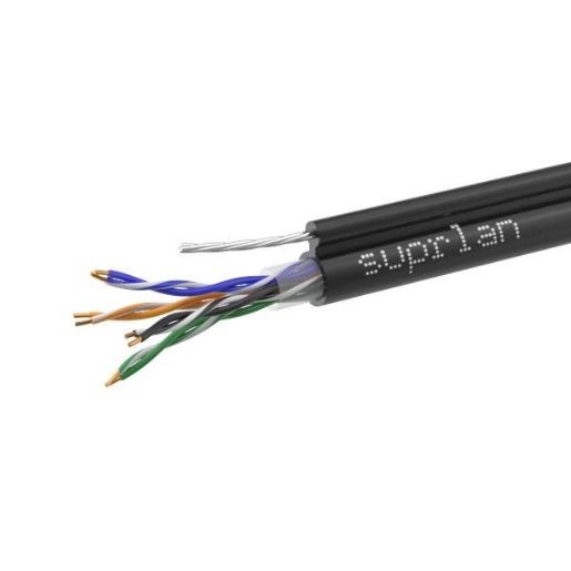 Изображение Кабель витая пара U/UTP кат.5E 4х2х0.51 24AWG solid Cu PE Out. T-FG8 Premium трос 305м (м) SUPRLAN 01-0308-1