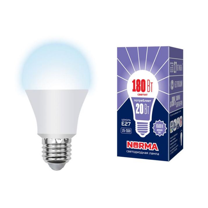 Изображение Лампа светодиодная LED-A65-20W/DW/E27/FR/NR Norma 20Вт матовая E27 (упак. картон) Volpe UL-00004028