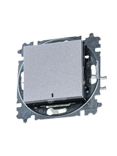 Изображение Выключатель 1-кл. СП Levit IP20 с подсветкой серебр./дым. черн. ABB 2CHH590146A6070