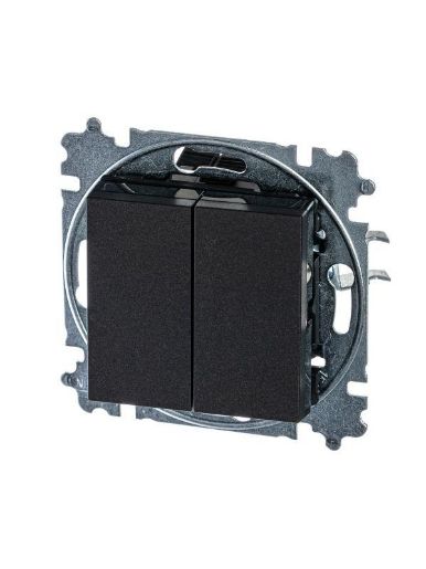 Изображение Переключатель 2-кл. СП Levit IP20 антрацит/дым. черн. ABB 2CHH595245A6063