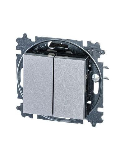 Изображение Переключатель 2-кл. СП Levit IP20 серебр./дым. черн. ABB 2CHH595245A6070