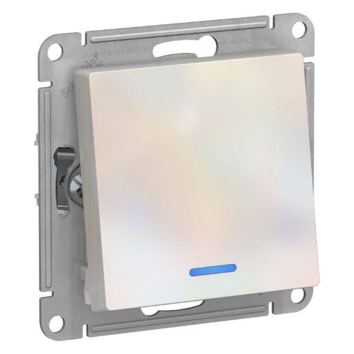 Изображение Переключатель проходной 1-кл. СП AtlasDesign 10А IP20 (сх. 6а) 10AX с подсветкой механизм жемчуж. SE ATN000463