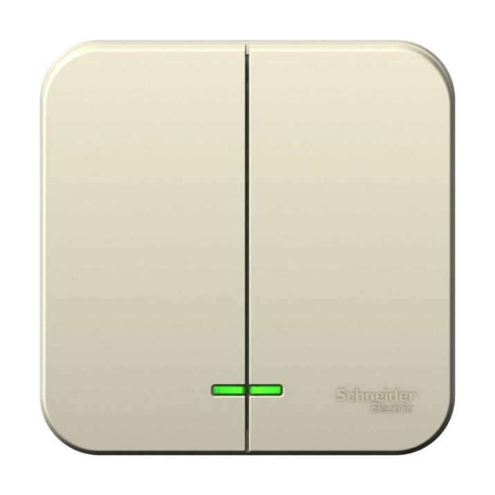 Изображение Выключатель 2-кл. ОП Blanca 10А IP20 (сх. 5) 250В с подсветкой молочн. SE BLNVA105102