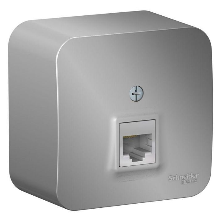 Изображение Розетка компьютерная 1-м ОП Blanca RJ45 кат.5E с изолир. пластиной алюм. SE BLNIA045003