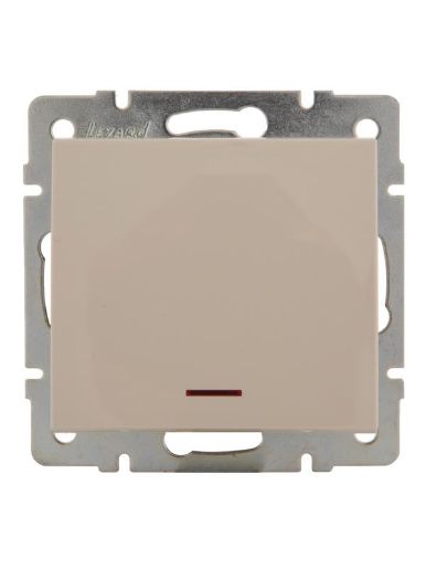 Изображение Выключатель 1-кл. СП Rain IP20 с подсветкой механизм крем. LEZARD 703-0388-111