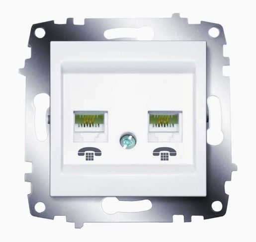 Изображение Розетка телефонная 2-м Cosmo RJ11 механизм бел. ABB 619-010200-222