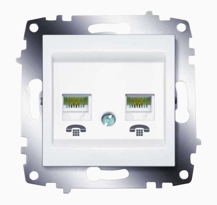 Изображение Розетка телефонная 2-м Cosmo RJ11 механизм бел. ABB 619-010200-222