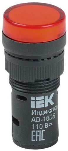 Изображение Лампа светосигнальная AD16DS d16мм 110В AC/DC красн. IEK BLS10-ADDS-110-K04-16
