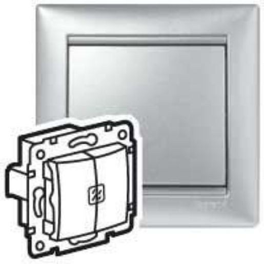 Изображение Выключатель 2-кл. СП Valena 10А IP31 с подсветкой механизм алюм. (DIY-упак.) Leg 694344