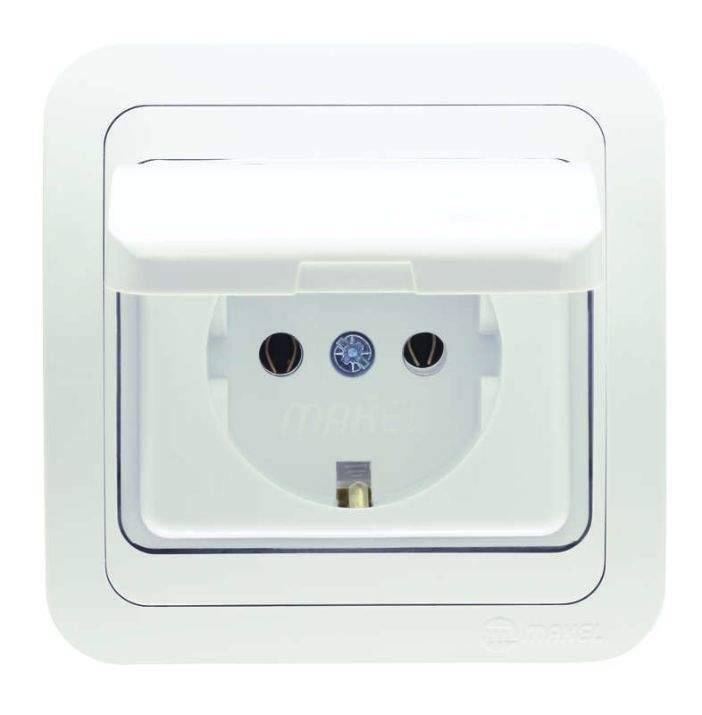Изображение Розетка 1-м СП Mimoza 16А IP20 с крышкой бел./бел. Makel 12029