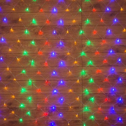 Изображение Гирлянда светодиодная "Сеть" 1х1.5м 96LED мультиколор 12Вт 220-240В IP20 с контроллером 8 режимов провод ПВХ прозр. Neon-Night 215-119-6