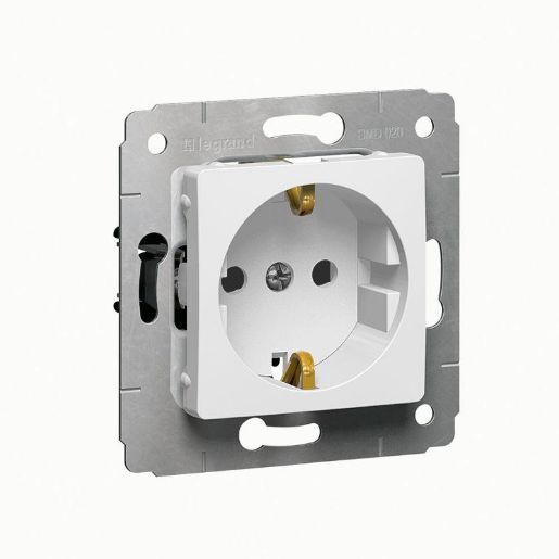 Изображение Розетка 1-м СП Cariva 16А IP20 2P+E защ. шторки немецк. стандарт винтов. клеммы механизм бел. (DIY-упак.) Leg 695947