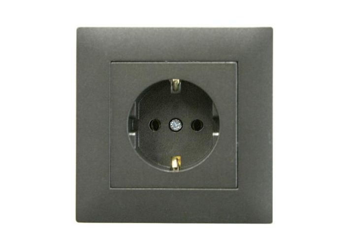 Изображение Розетка 1-м Karea RIZZ STAR с заземл. дым. металлик Makel 88050028