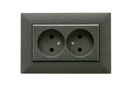 Изображение Розетка 2-я Karea RIZZ STAR без заземл. дым. металлик Makel 88050017