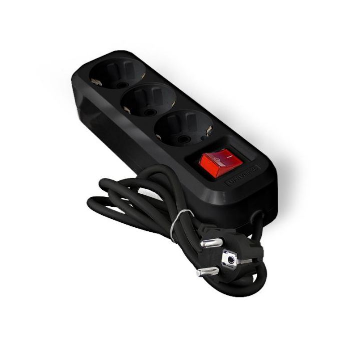 Изображение Удлинитель 3х2м с заземл. 16А IP20 S-303 ПВС 3х1 с выкл. черн. UNIVersal 2019