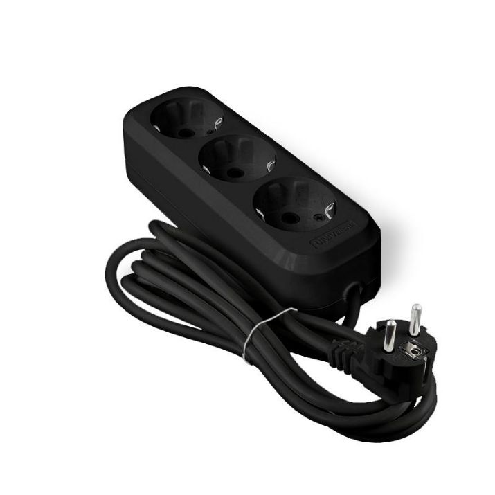 Изображение Удлинитель 3х3м с заземл. 10А IP20 У10-554 ПВС 3х0.75 черн. UNIVersal 1982
