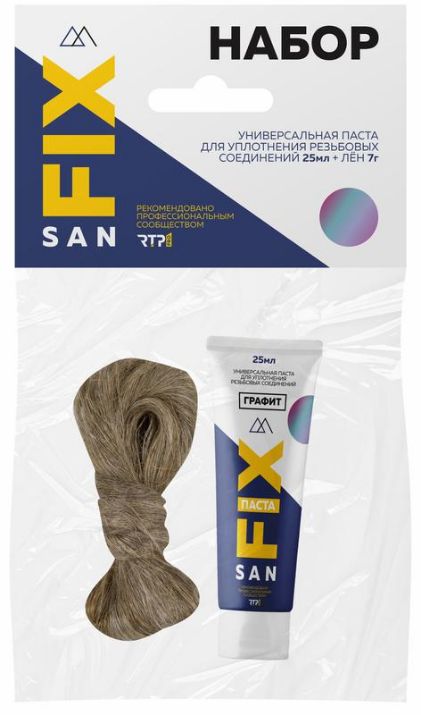 Изображение Набор монтажный универсальная паста+лен (25мл+7гр) графит SANFIX RTP 40713