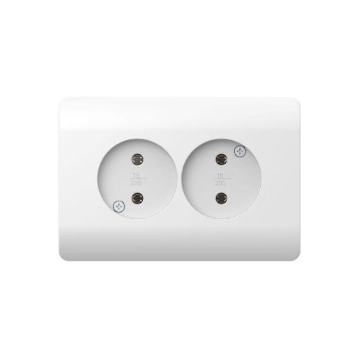 Изображение Розетка 2-м NEW3-E без заземл. защ. шторки 16А бел. CHINT 431542