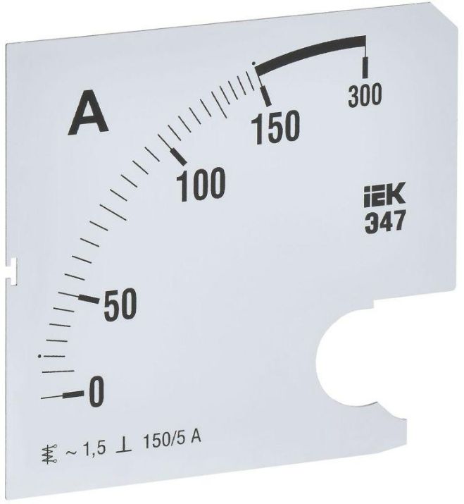 Изображение Шкала сменная для амперметра Э47 150/5А-1.5 96х96мм IEK IPA20D-SC-0150