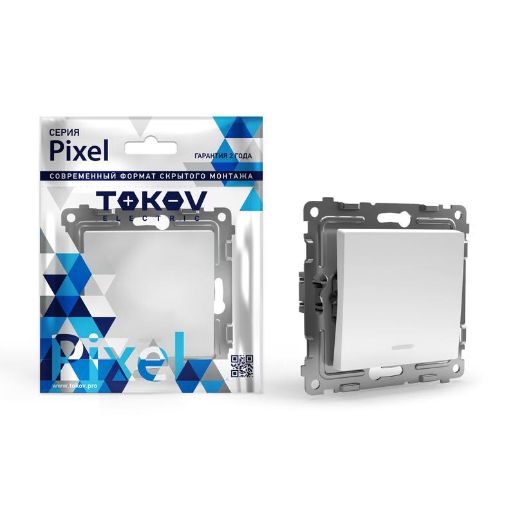 Изображение Выключатель 1-кл. СП Pixel 10А IP20 с индикатором механизм бел. TOKOV ELECTRIC TKE-PX-V1I-C01