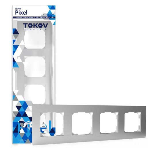Изображение Рамка 4-м Pixel универс. алюм. TOKOV ELECTRIC TKE-PX-RM4-C03