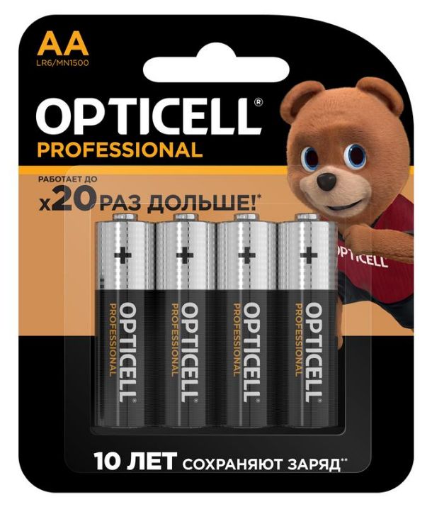 Изображение Элемент питания алкалиновый AA/LR6 (блист. 4шт) Professional Opticell 5052001