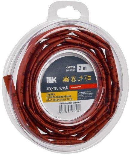 Изображение Трубка термоусадочная ТТУ нг-LS 5/2.5 красн. (уп.2м) IEK UDR12-005-D25-002-K04-T