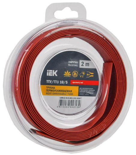 Изображение Трубка термоусадочная ТТУ нг-LS 10/5 красн. (уп.2м) IEK UDR12-010-005-002-K04-T
