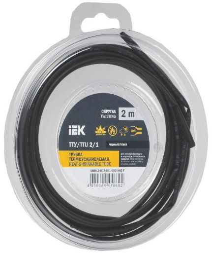 Изображение Трубка термоусадочная ТТУ нг-LS 2/1 черн. (уп.2м) IEK UDR12-002-001-002-K02-T