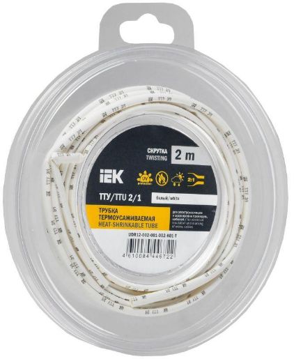 Изображение Трубка термоусадочная ТТУ нг-LS 2/1 бел. (уп.2м) IEK UDR12-002-001-002-K01-T