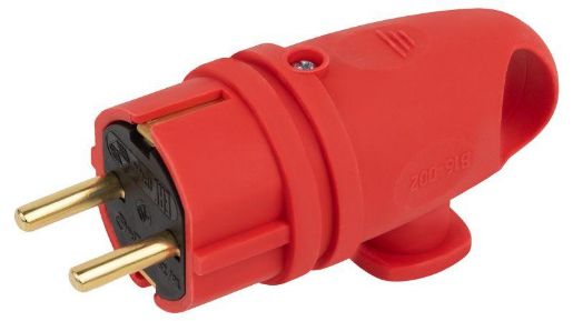 Изображение Вилка VX11-R-IP44 16А IP44 с кольцом угловая с заземл. каучук красн. ЭРА Б0055417