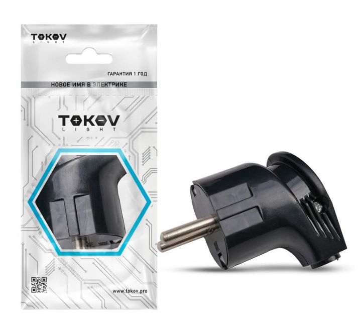 Изображение Вилка угловая 16А 250В с заземл. черн. TOKOV ELECTRIC TKL-PLUZ-C05