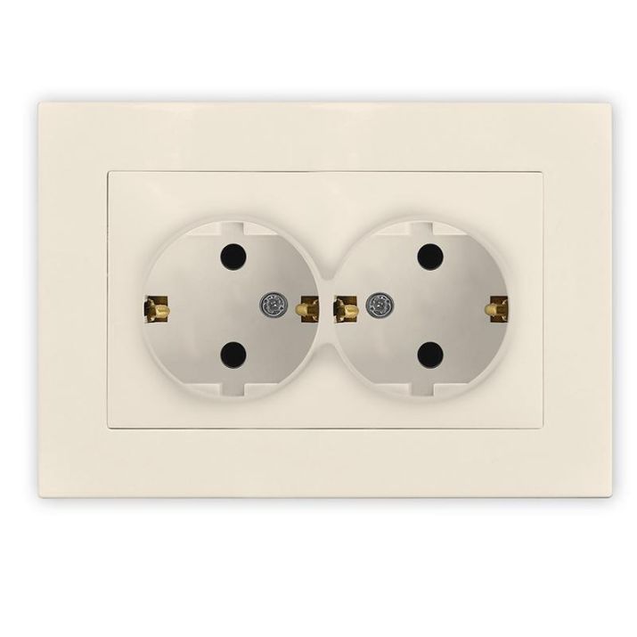 Изображение Розетка 2-м СП Афина 16А IP20 с заземл. в сборе сл. кость (ivory) Universal A0128-I