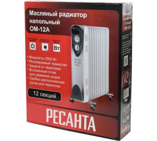 Изображение Радиатор масляный 2500Вт ОМ-12А Ресанта 67/3/21
