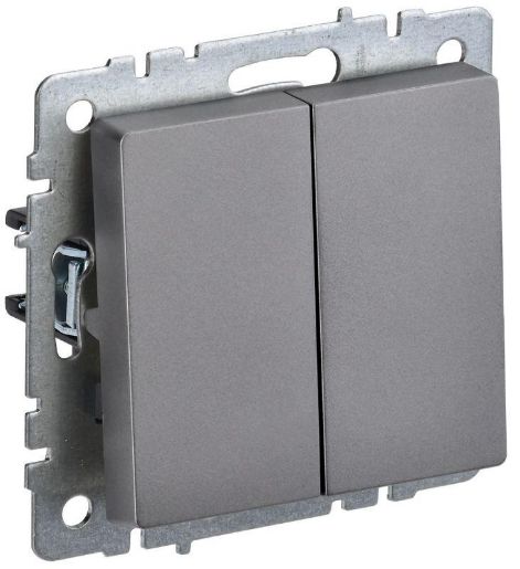 Изображение Выключатель 2-кл. СП BRITE ВС10-2-0-БрС 10А механизм сталь IEK BR-V20-0-10-K46