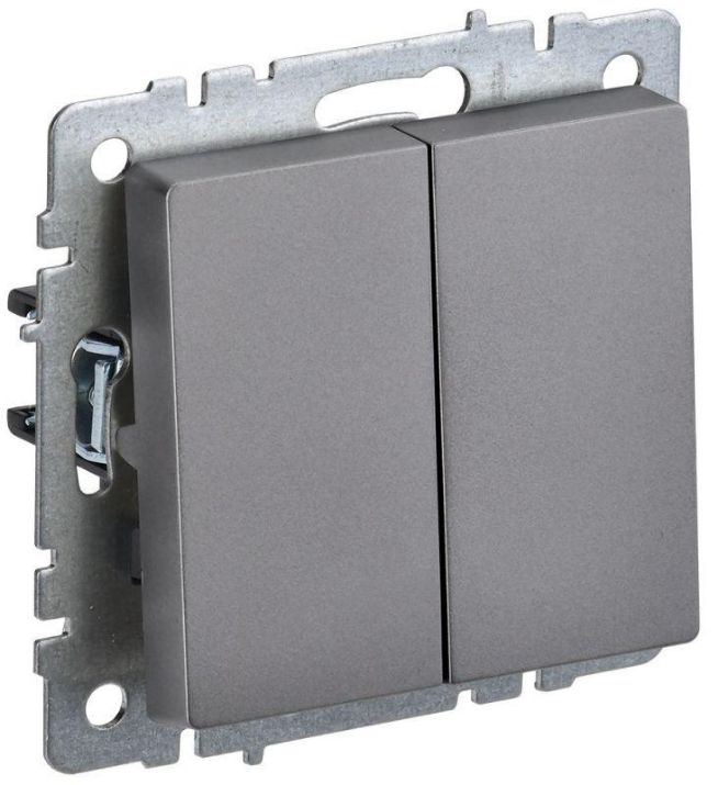 Изображение Выключатель 2-кл. СП BRITE ВС10-2-0-БрС 10А механизм сталь IEK BR-V20-0-10-K46